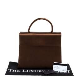 Pre Owned Prada Metallic Brown Satin Top Handle Bag