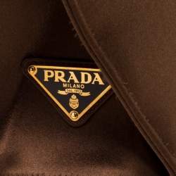Pre Owned Prada Metallic Brown Satin Top Handle Bag