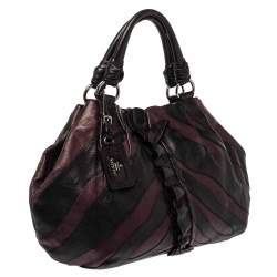 Pre Owned حقيبة برادا موردور جلد مكشكشة سوداء