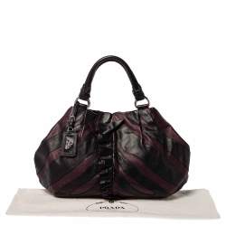 Pre Owned حقيبة برادا موردور جلد مكشكشة سوداء