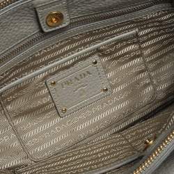 Pre Owned حقيبة برادا يد علوية سحاب مزدوج جلد داينو فيتلو زرقاء