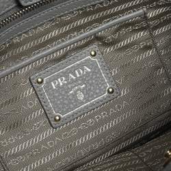 Pre Owned حقيبة برادا يد علوية سحاب مزدوج جلد داينو فيتلو زرقاء