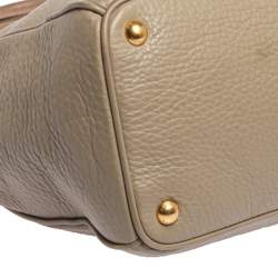 Pre Owned حقيبة برادا يد علوية سحاب مزدوج جلد داينو فيتلو زرقاء