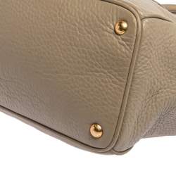 Pre Owned حقيبة برادا يد علوية سحاب مزدوج جلد داينو فيتلو زرقاء