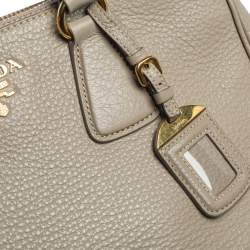 Pre Owned حقيبة برادا يد علوية سحاب مزدوج جلد داينو فيتلو زرقاء