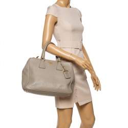 Pre Owned حقيبة برادا يد علوية سحاب مزدوج جلد داينو فيتلو زرقاء