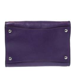 Pre Owned Prada Purple Leather Twin Pocket Double Handle Tote