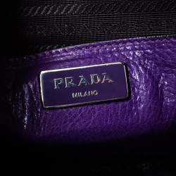 Pre Owned Prada Purple Leather Twin Pocket Double Handle Tote