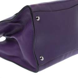 Pre Owned Prada Purple Leather Twin Pocket Double Handle Tote