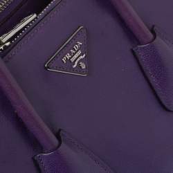 Pre Owned Prada Purple Leather Twin Pocket Double Handle Tote