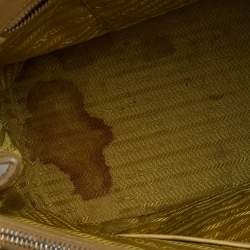 Pre Owned Prada Yellow Saffiano Lux Leather Large Double Zip Tote