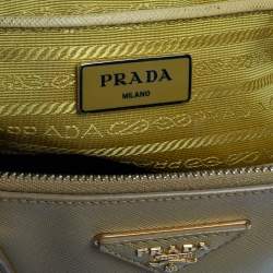 Pre Owned Prada Yellow Saffiano Lux Leather Large Double Zip Tote