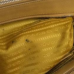 Pre Owned Prada Yellow Saffiano Lux Leather Large Double Zip Tote