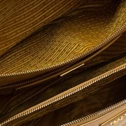 Pre Owned Prada Yellow Saffiano Lux Leather Large Double Zip Tote