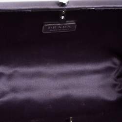 Pre Owned Prada Purple Satin Box Clutch