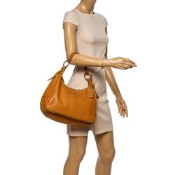 Pre Owned Prada Tan Vitello Daino Leather Zip Top Hobo