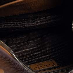 Pre Owned Prada Tan Vitello Daino Leather Zip Top Hobo