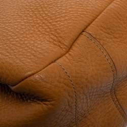 Pre Owned Prada Tan Vitello Daino Leather Zip Top Hobo