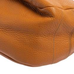 Pre Owned Prada Tan Vitello Daino Leather Zip Top Hobo