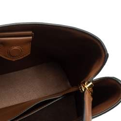 Pre Owned Prada Brown/Beige Raffia and Leather Medium Panier Top Handle Bag