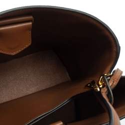 Pre Owned Prada Brown/Beige Raffia and Leather Medium Panier Top Handle Bag