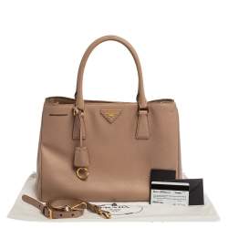 Pre Owned Prada Pink Saffiano Lux Leather Medium Galleria Tote
