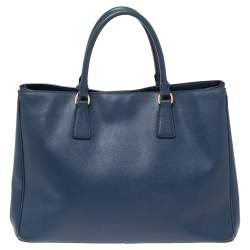 مملوكة مسبقًا Prada Blue Saffiano Lux Leather Open Tote