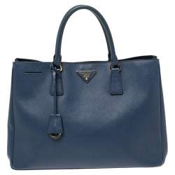 مملوكة مسبقًا Prada Blue Saffiano Lux Leather Open Tote
