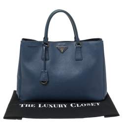 مملوكة مسبقًا Prada Blue Saffiano Lux Leather Open Tote