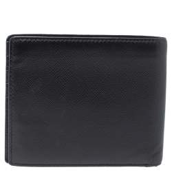 Prada Black Saffiano Leather and Crocodile Bifold Wallet