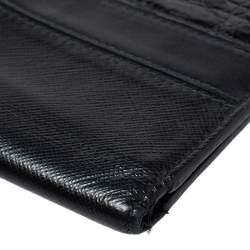 Prada Black Saffiano Leather and Crocodile Bifold Wallet