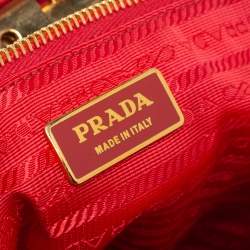 Pre Owned Prada Red Gaufre Nappa Leather Dressy Frame Satchel
