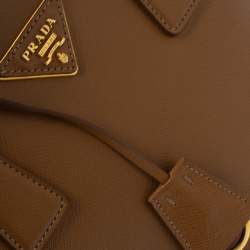 Pre Owned Prada Tan Saffiano Lux Leather Dome Satchel