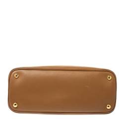 Pre Owned Prada Tan Saffiano Lux Leather Dome Satchel