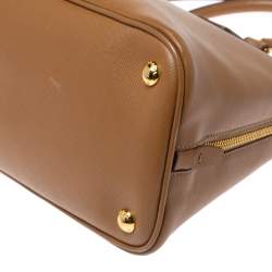 Pre Owned Prada Tan Saffiano Lux Leather Dome Satchel