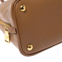 Pre Owned Prada Tan Saffiano Lux Leather Dome Satchel