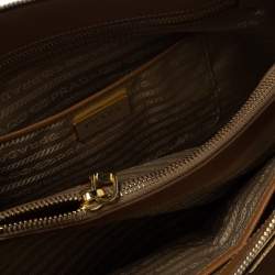 Pre Owned Prada Tan Saffiano Lux Leather Dome Satchel