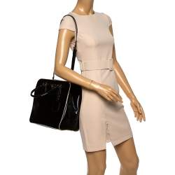 Pre Owned Prada Black Patent Leather Open Satchel