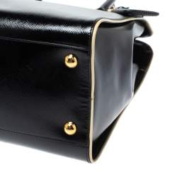 Pre Owned Prada Black Patent Leather Open Satchel