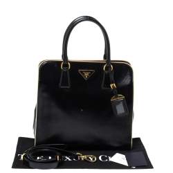 Pre Owned Prada Black Patent Leather Open Satchel