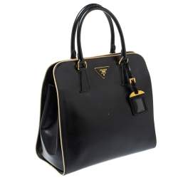 Pre Owned Prada Black Patent Leather Open Satchel