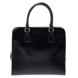 Pre Owned Prada Black Patent Leather Open Satchel
