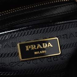 Pre Owned Prada Black Patent Leather Open Satchel