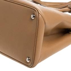 مملوكة مسبقًا Prada Caramel Brown Saffiano Lux Leather Twin Tote
