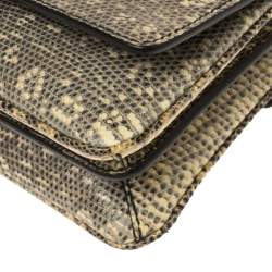 Pre Owned Prada Grey/Green Lucertola Lizard Flap Chain Shoulder Bag