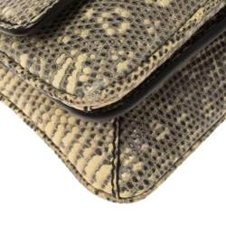 Pre Owned Prada Grey/Green Lucertola Lizard Flap Chain Shoulder Bag