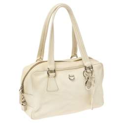 Pre Owned Prada White Vitello Daino Leather Balletto Bag