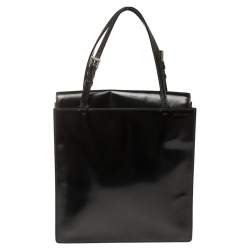 Pre Owned Prada Black Leather Vintage Flap Tote