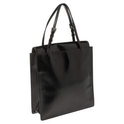 Pre Owned Prada Black Leather Vintage Flap Tote