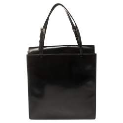 Pre Owned Prada Black Leather Vintage Flap Tote